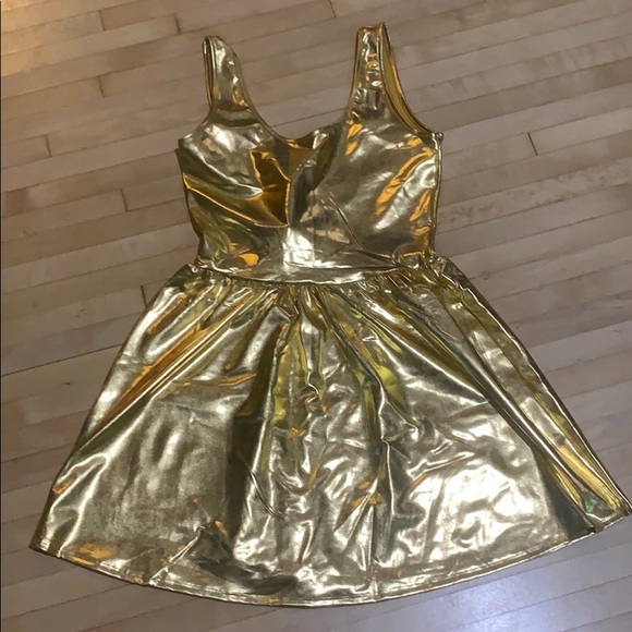 ❌SOLD❌ Gold Skater Dress ⭐️⭐️⭐️ - Picture 1 of 3